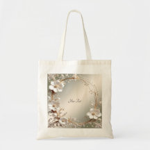 Bolsa de mano con marco floral blanco ornamentado