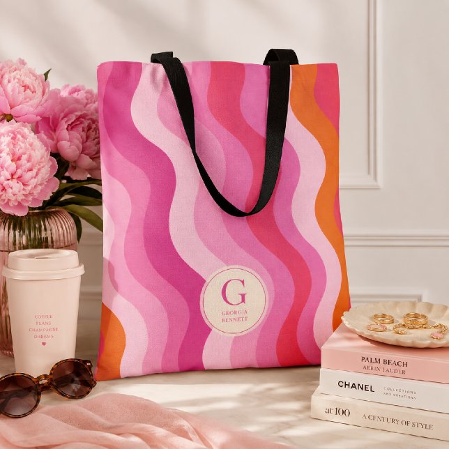Bolsa de mano con monograma personalizado de olas  (Subido por el creador)