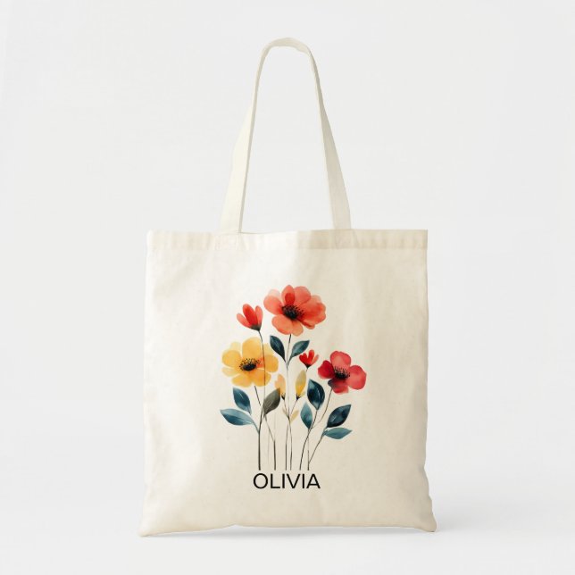 Bolsa de mano con nombre de dama de honor Wildflow (Frente)
