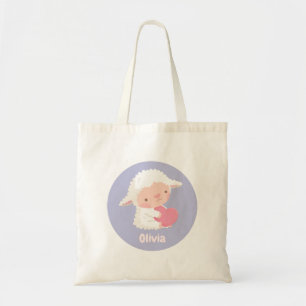 Bolsa de mano con nombre y corazón abrazando a cor