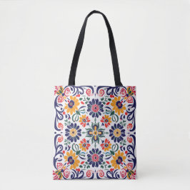 Bolsa de mano con patrón floral folk colorido | Hu