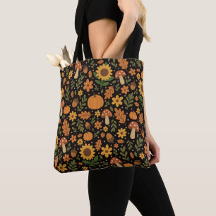 Bolsa de mano con patrón rústico de otoño dibujado