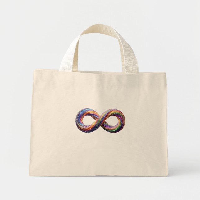Bolsa de mano con símbolo de infinito de arcoíris  (Frente)