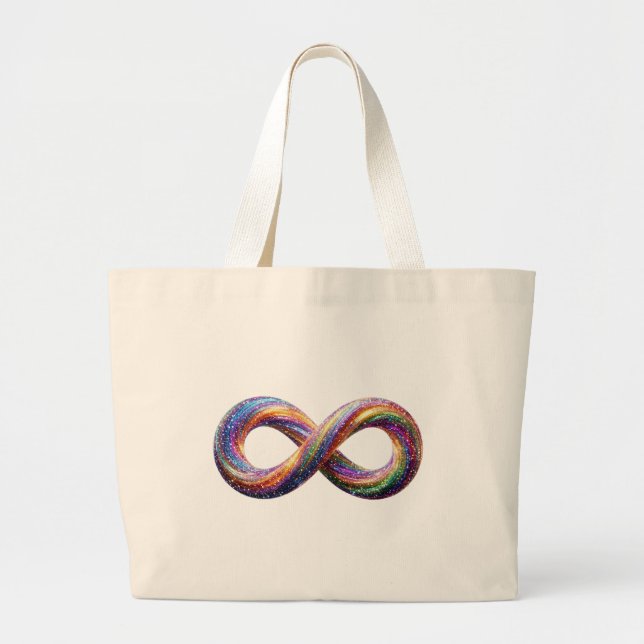 Bolsa de mano con símbolo de infinito de arcoíris  (Frente)