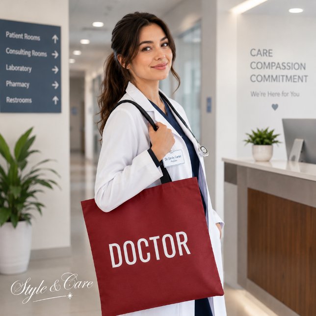 Bolsa de mano con texto DOCTOR personalizable blan (DOCTOR Text Statement Customizable White Tote Bag)