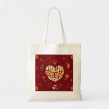 Bolsa de mano con tipografía de corazón romántico