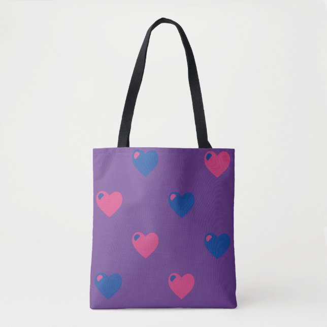 Bolsa de mano Corazones Orgullo Bisexual (Anverso)