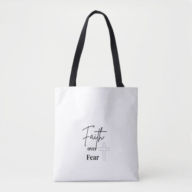 Bolsa de mano cristiana Faith Over Fear (Anverso)
