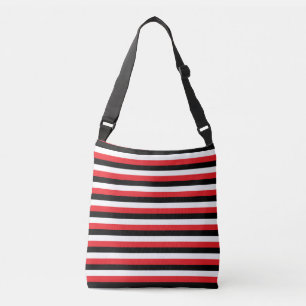 Bolsa de mano cruzada a rayas negras blancas y roj