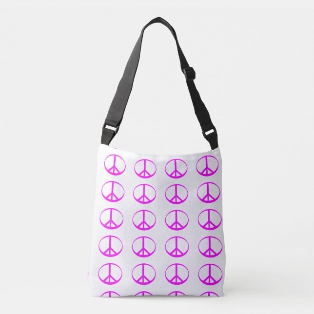 Bolsa de mano cruzada de signo de paz rosa calient (Anverso)