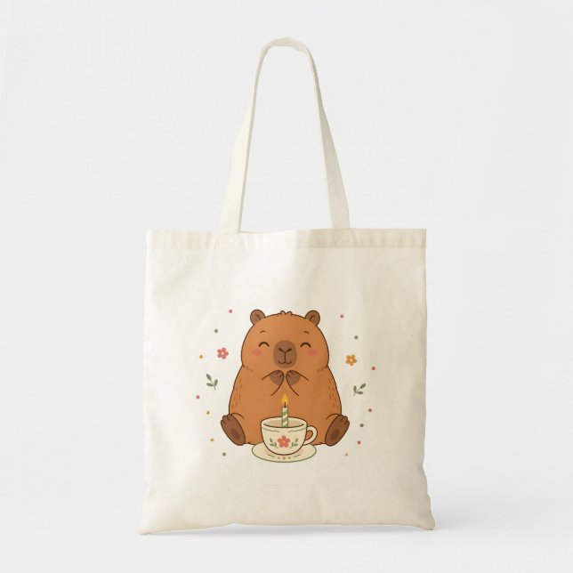 Bolsa de mano Cumpleaños de Capybara Adorable con  (Frente)