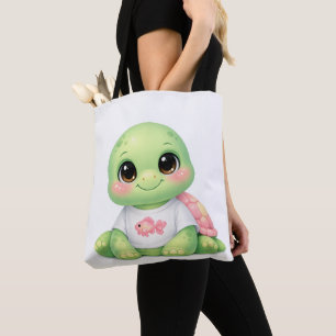 Bolsa de mano Cute Kawaii Tortuga Marina Chibi