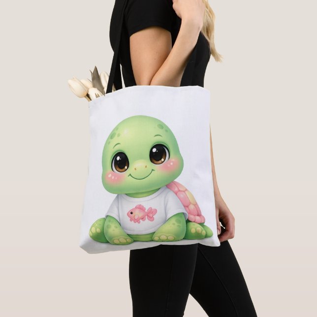 Bolsa de mano Cute Kawaii Tortuga Marina Chibi (Detalle)