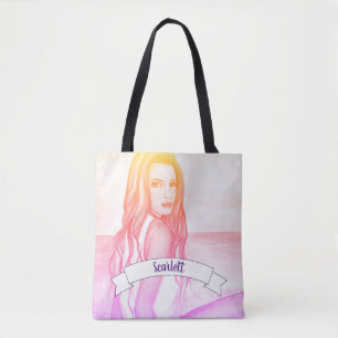 Bolsa de mano de acuarela de chica en la playa
