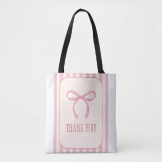 Bolsa de mano de agradecimiento con lazo rosa y ti