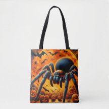 Bolsa de mano de araña gigante, murciélagos y cala