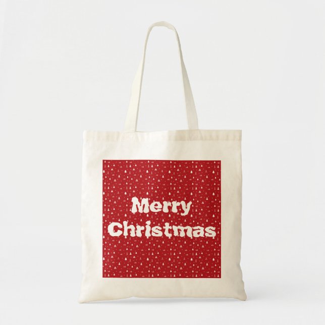 Bolsa de mano de árboles de Navidad y copos de nie (Frente)