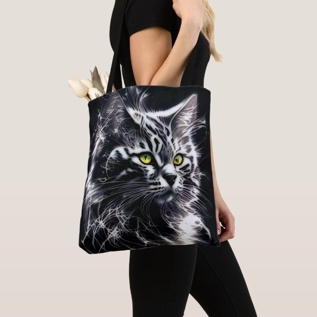 Bolsa de mano de arte de gato con luz fracturada m (Detalle)