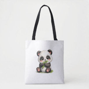 Bolsa de mano de bebé panda comiendo bambú