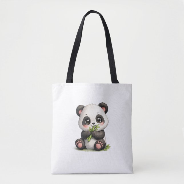 Bolsa de mano de bebé panda comiendo bambú (Anverso)
