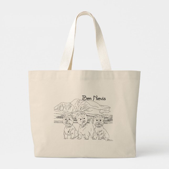 Bolsa de mano de Ben Nevis Escocia con Westies (Reverso)