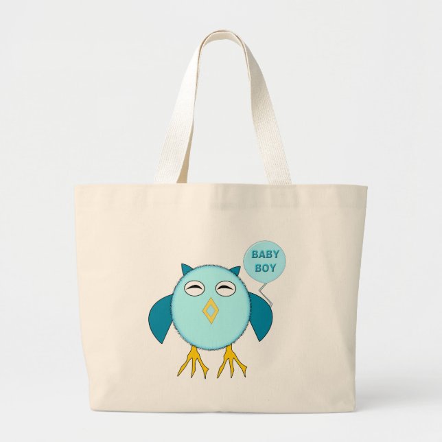 Bolsa de mano de búho niño bebé azul lindo (Frente)
