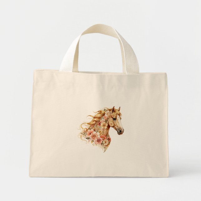 Bolsa de mano de caballo floral boho ecuestre (Frente)