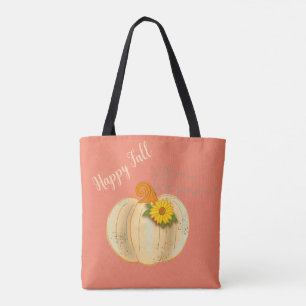 Bolsa de mano de calabaza blanca Feliz Otoño Bolsa