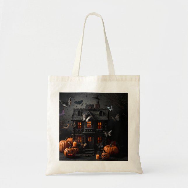 Bolsa de mano de calabaza sonriente de Halloween (Frente)