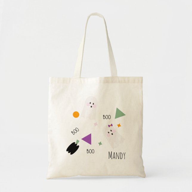 Bolsa de mano de caramelos con fantasmas lindos (Frente)