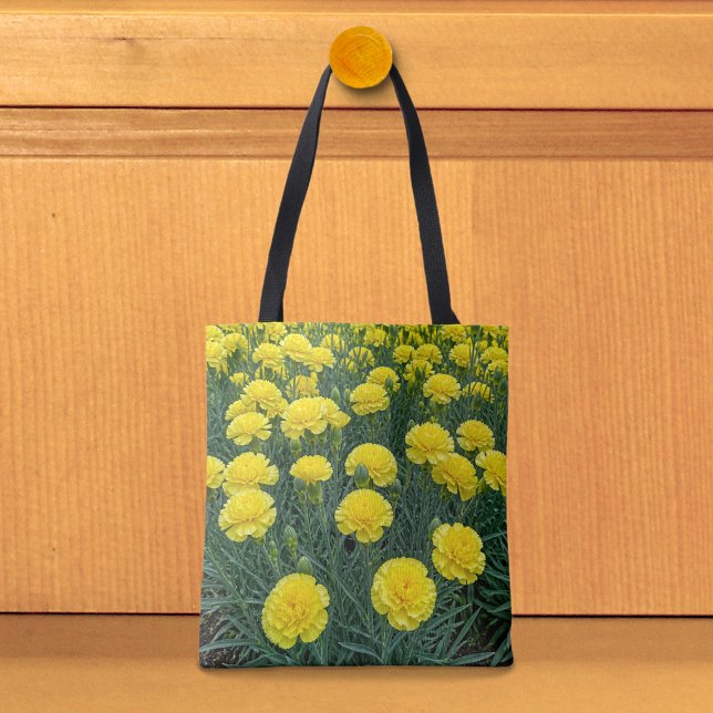 Bolsa de mano de claveles amarillos (Tote bag with yellow carnations)