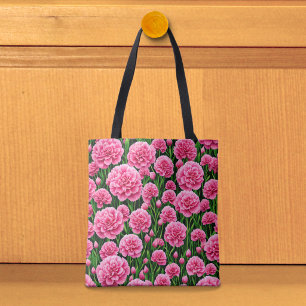 Bolsa de mano de claveles rosas