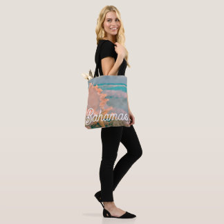 Bolsa de mano de conchas marinas y océano