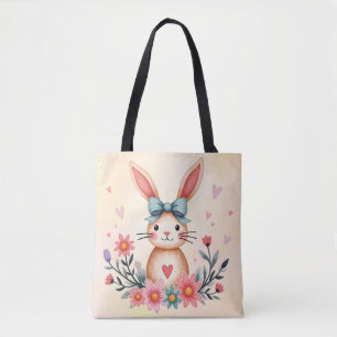 Bolsa de mano de conejo floral linda