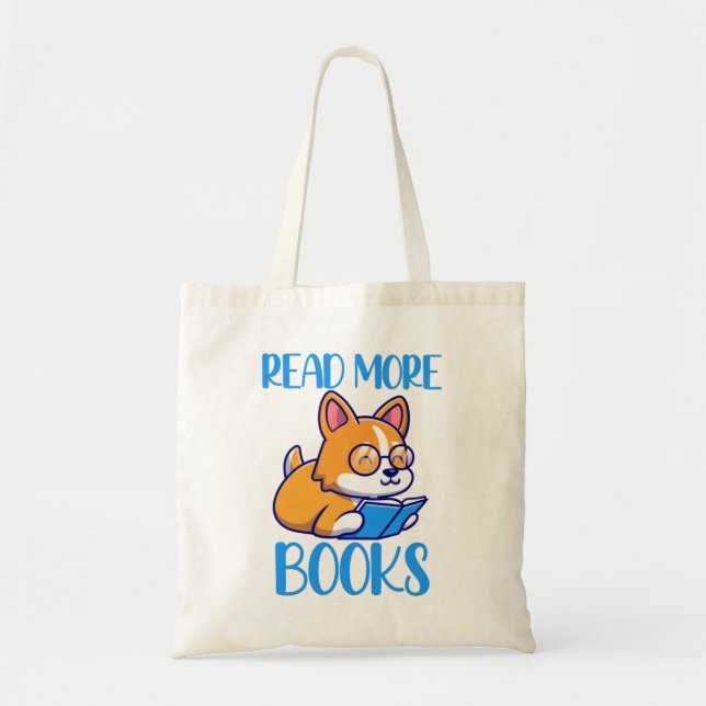 Bolsa de mano de Corgi lindo leyendo libro (Frente)