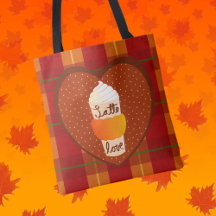 Bolsa de mano de cuadros de otoño con tema Latte d