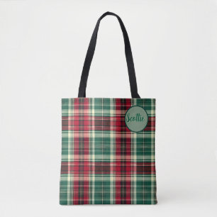Bolsa de mano de cuadros escoceses con nombre pers