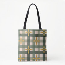 Bolsa de mano de cuadros verdes y hojas