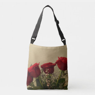 Bolsa de mano de cuerpo cruzado de rosas rojas