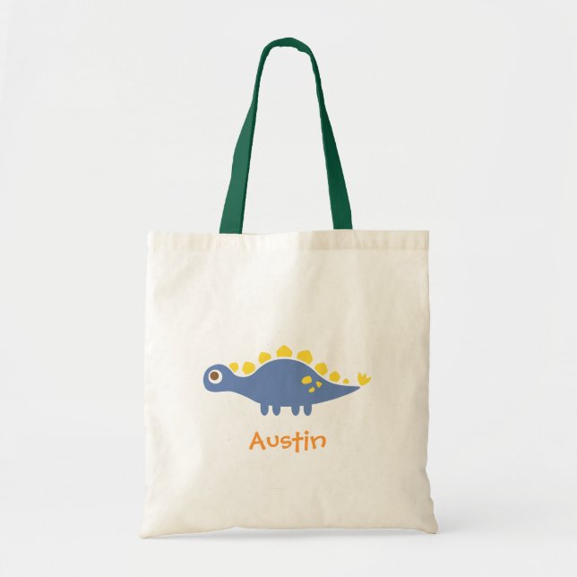 Bolsa de mano de dinosaurio Stegosaurus azul lindo (Frente)