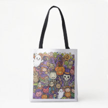 Bolsa de mano de doodle espeluznante de Halloween