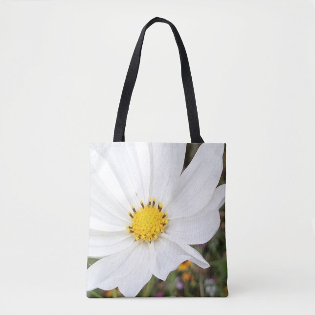 Bolsa de mano de flor de cosmos blanca (Anverso)