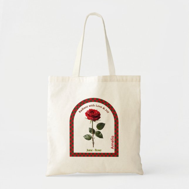 Bolsa de mano de flor de cumpleaños de junio perso (Frente)