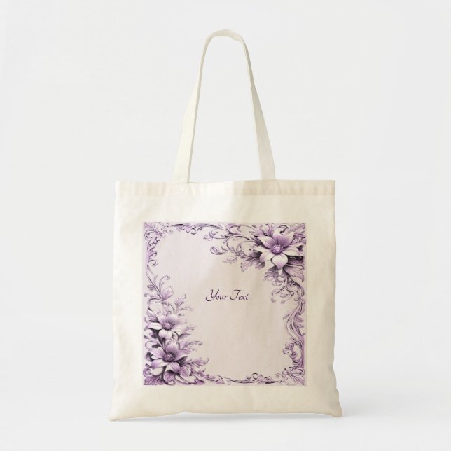 Bolsa de mano de flores moradas con estilo (Frente)