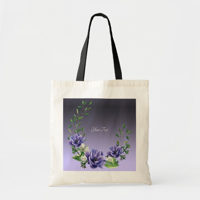 Bolsa de mano de flores púrpura acuarela (Frente)