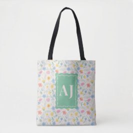 Bolsa de mano de flores silvestres con iniciales p