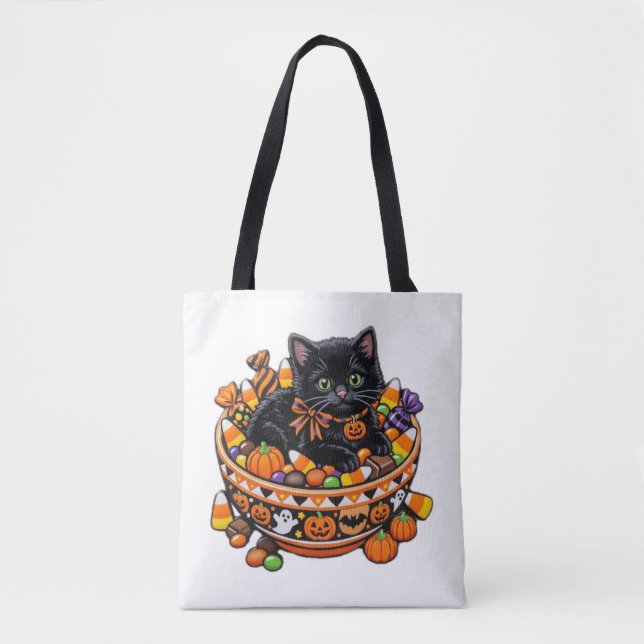 Bolsa de mano de gatito de Halloween (Anverso)