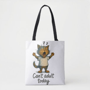 Bolsa de mano de gato Can't Adult Today – divertid