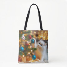 Bolsa de mano de gato de Navidad lindo