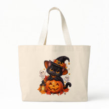 Bolsa de mano de gato negro de Halloween lindo